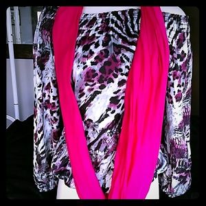 Artistic print silk key long sleeve shirt